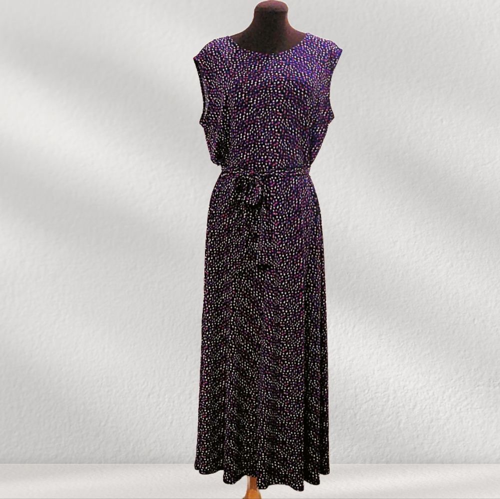Chaus Navy & Pink Printed Maxi Dress Size L